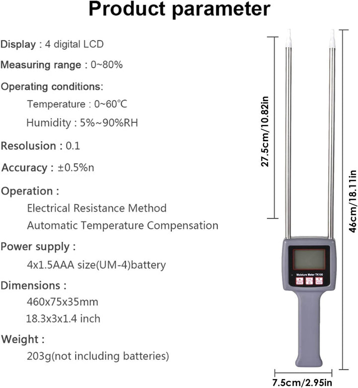 Tragbares Heu Feuchtigkeitsmessgeräte, Getreide Reis Mais Weizen Getreide LCD Display Feuchtigkeitsm