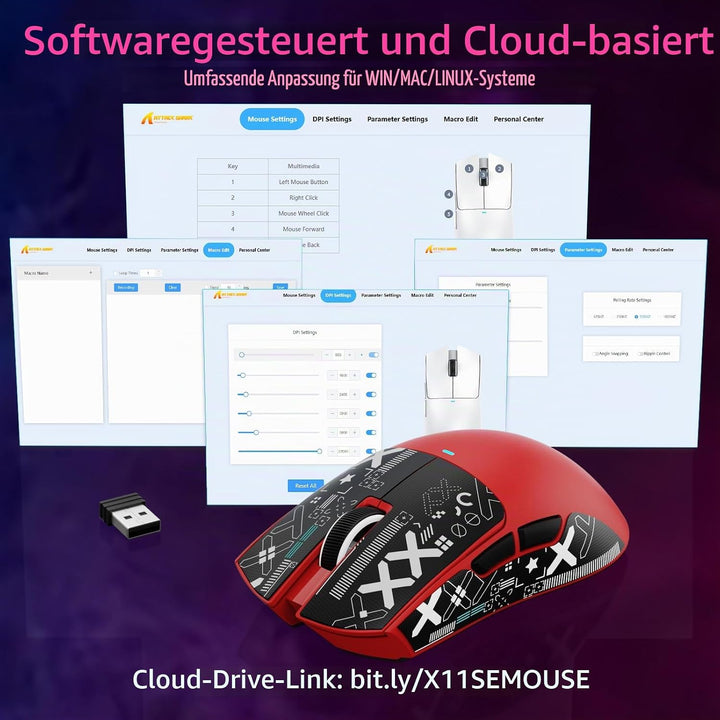 ATTACK SHARK X11 SE Kabellose Gaming-Maus, PixArt PAW3311 Gaming-Sensor, BT/2.4G Wireless/Kabelgebun