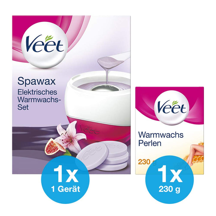 Elektrisches Warmwachs Set + 1x Warmwachsperlen mit Bienenwachs für langanhaltende Haarentfernung fü