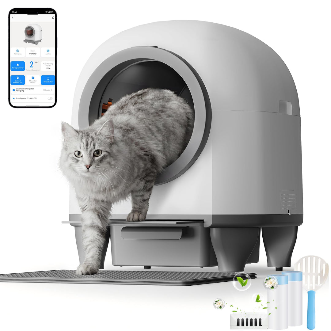 TRIUMPHKEY selbstreinigende Katzentoilette, automatisches Katzenklo mit mehrfachem Schutz, APP-Fernü