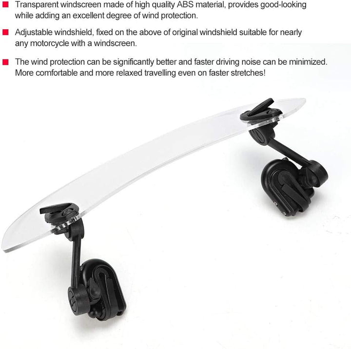 BOROCO Windschutzscheibe, Windabweiser Motorrad, Universal Motorrad Verstellbarer Clip auf Windschut