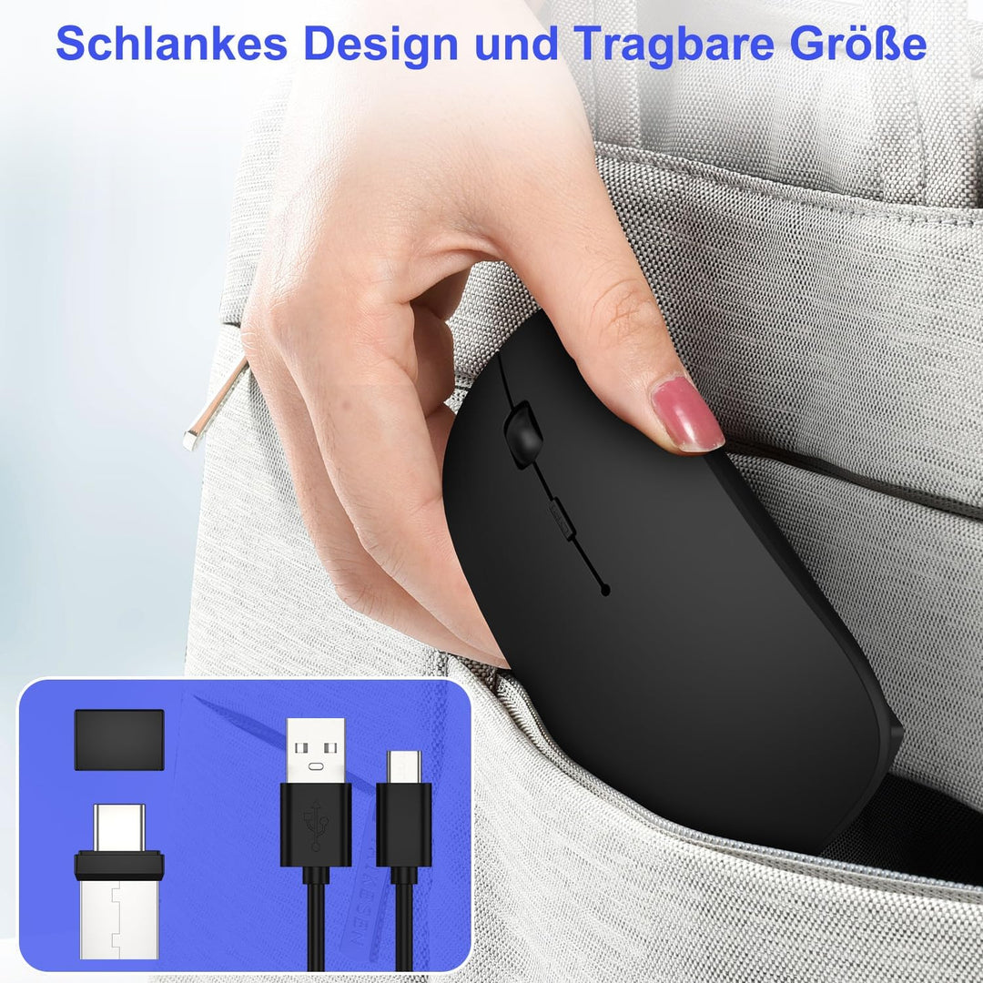 Azmall Kabellose Bluetooth Maus für iPad Pro/MacBook/Laptop/PC/Computer, Wiederaufladbare Maus Kabel