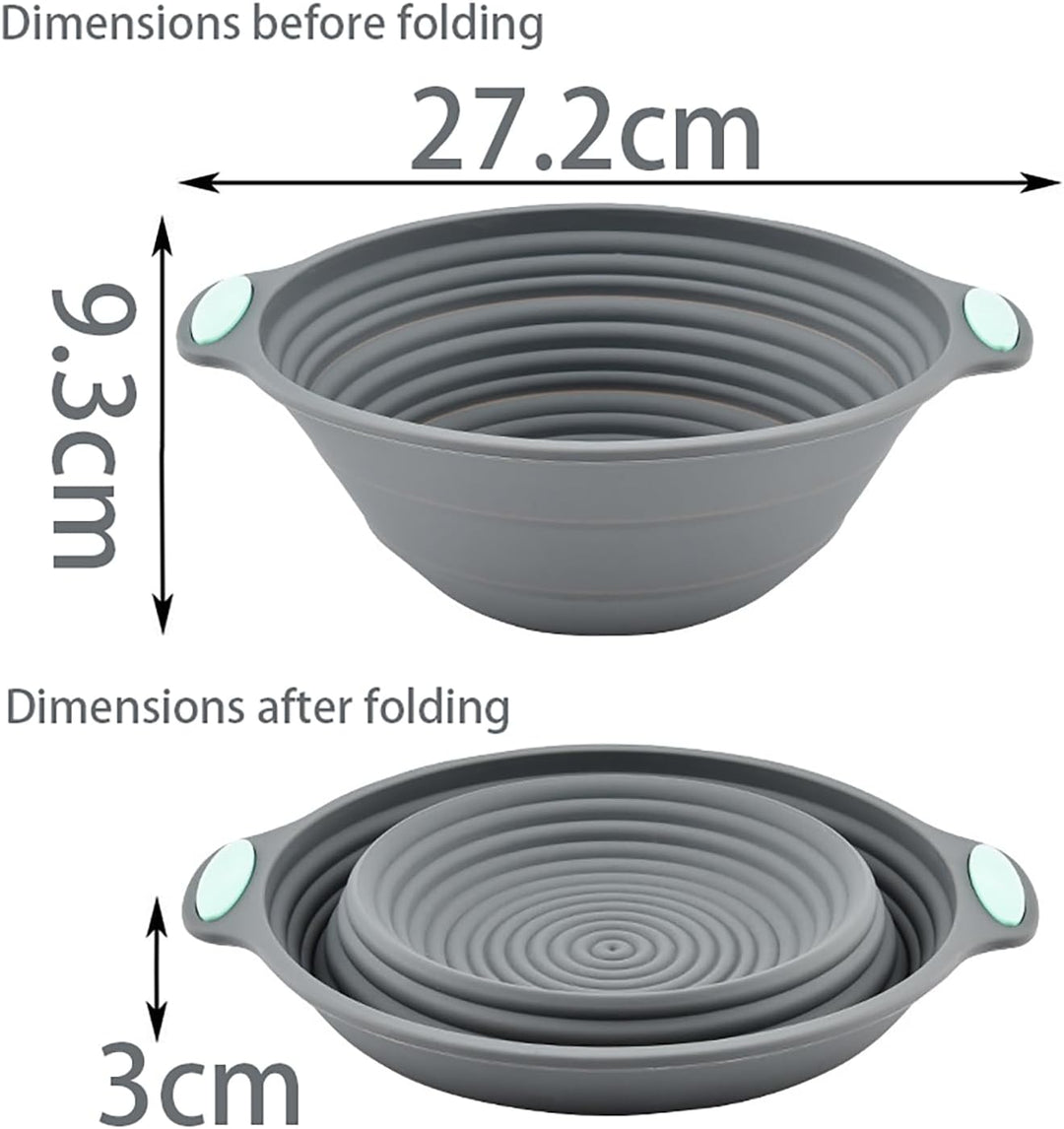 Silikon Gärkorb Brot Proofing Basket - 1 Stück, Grau, Gärkörbchen Rund, Geeignet für die Zubereitung