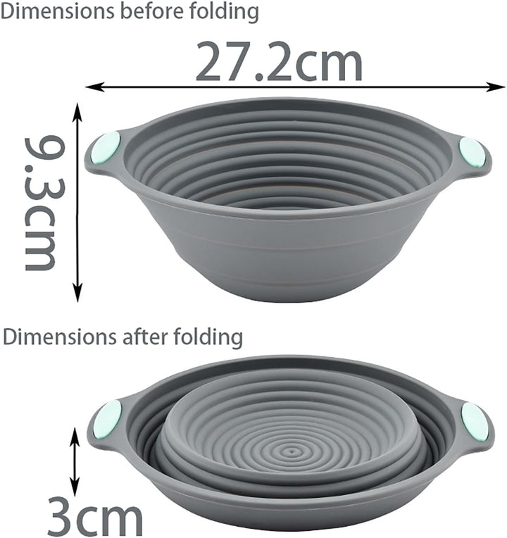 Silikon Gärkorb Brot Proofing Basket - 1 Stück, Grau, Gärkörbchen Rund, Geeignet für die Zubereitung