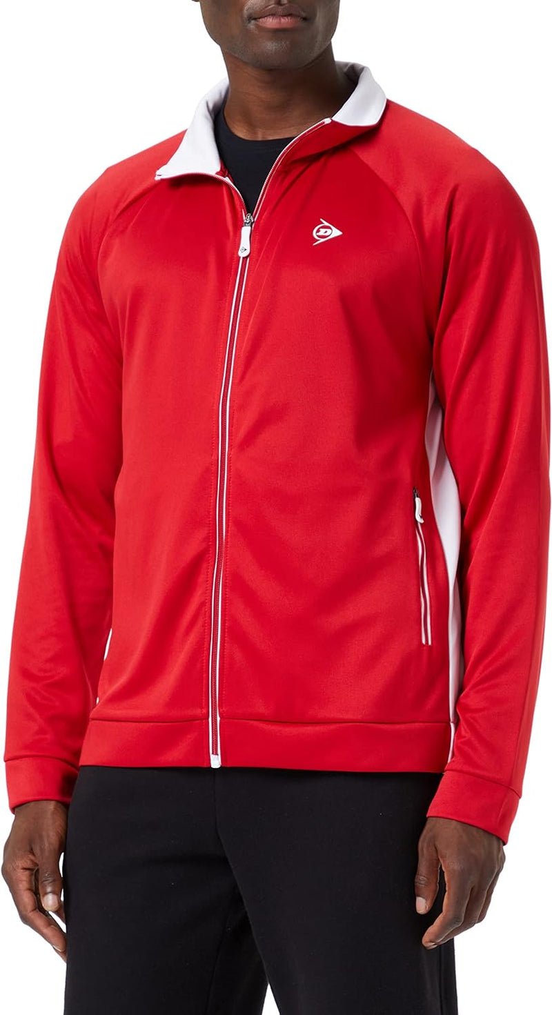 DUNLOP Herren CLUB KNITTED JACKET, Sport Tennis Jacke, Rot/Weiss