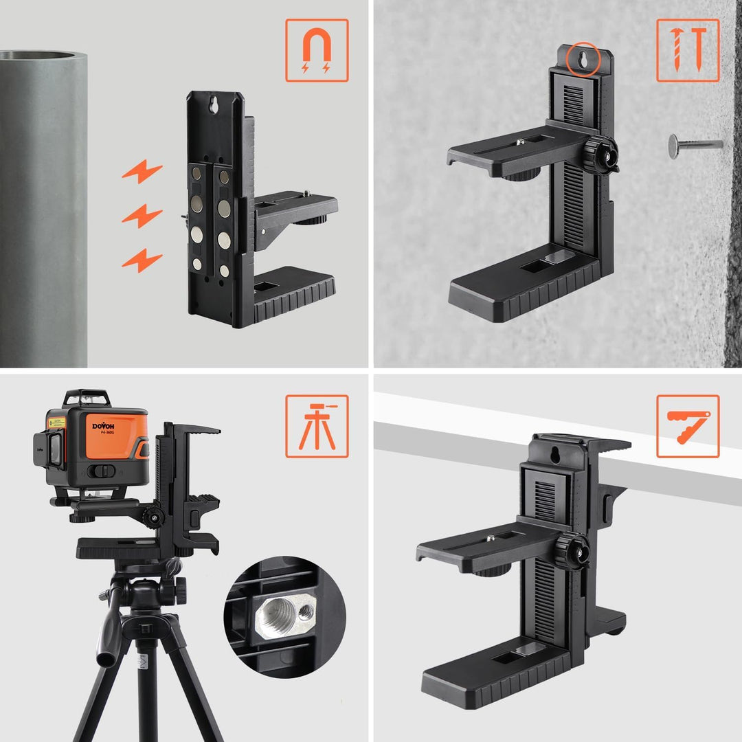 DOVOH Kreuzlinienlaser magnetisch, Heavy-Duty Multifunktional mit verstellbarer Klemme, 1/4"-20 Gewi