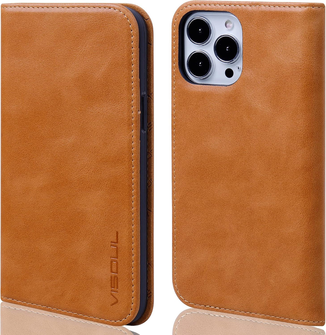 VISOUL Hülle für iPhone 13 Pro Handyhülle Schutzhülle TPU [Erstklassiges Echtleder] [Kartenfach] [Ma