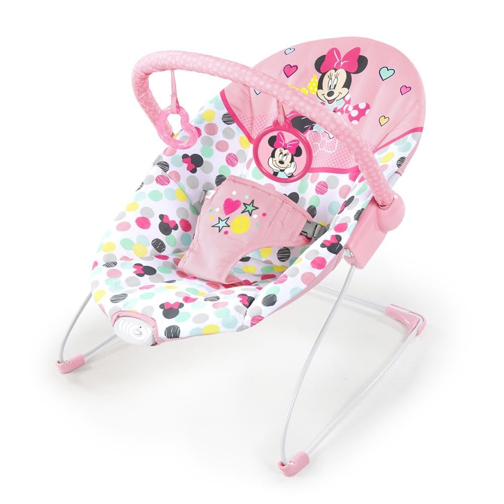 Bright Starts - Disney Baby, Minnie Mouse Spotty Dotty, Babywippe mit Vibrationen, maschinenwaschbar