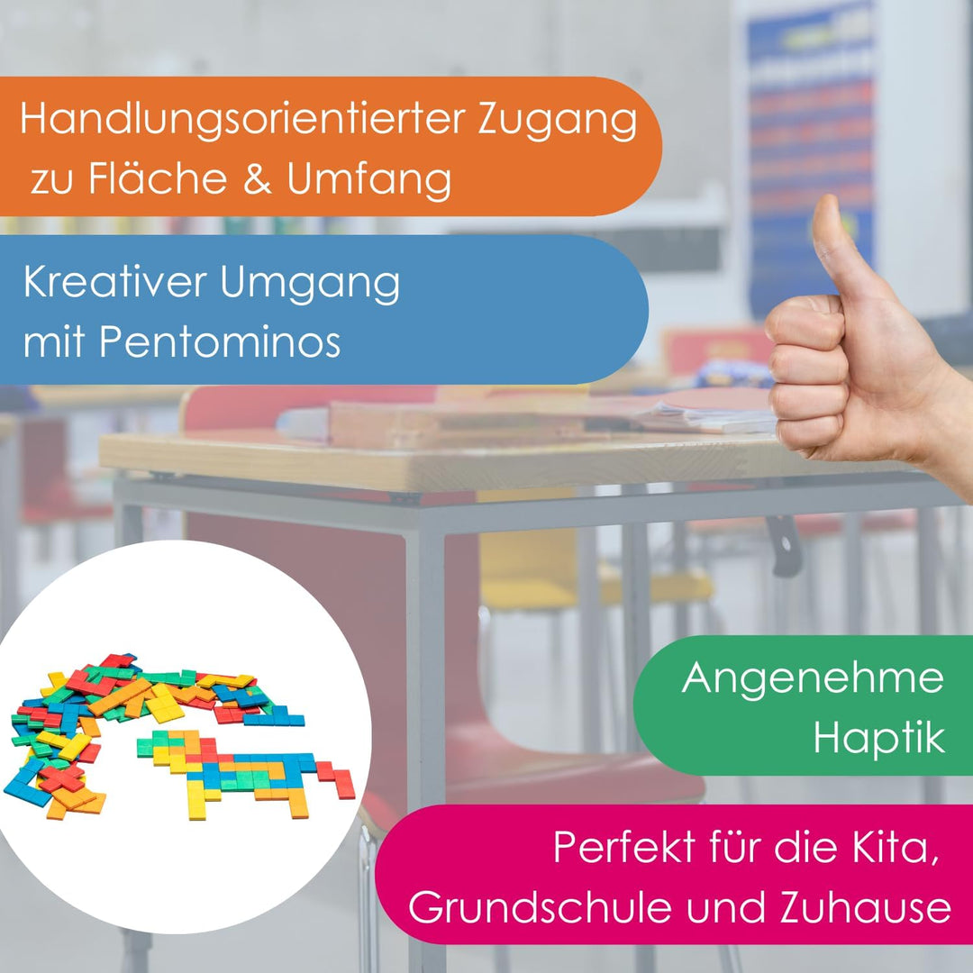 WISSNER 080590.000 aktiv Lernen-Pentominos 60 Teile-RE-Wood, beige