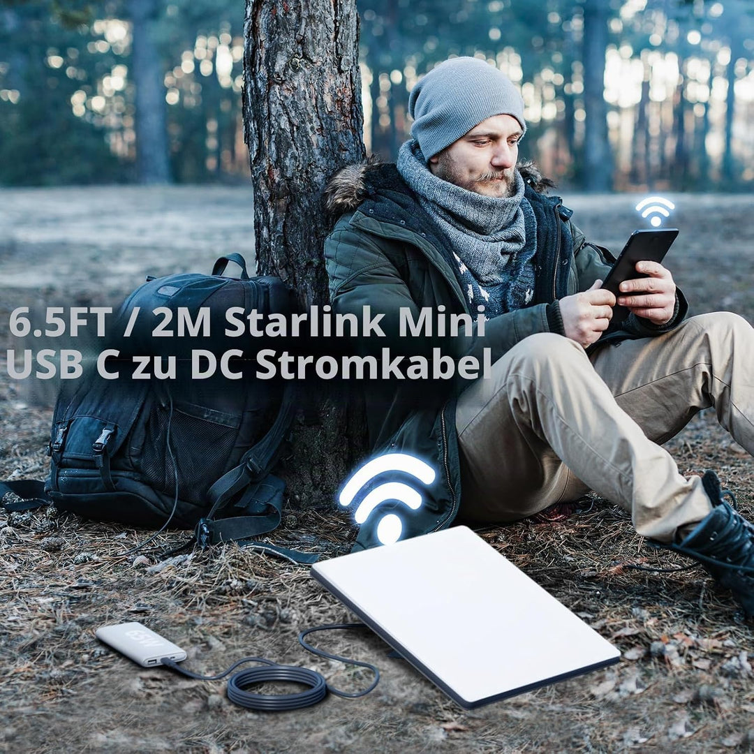 DuHeSin Starlink Mini-Kabel, 2 m, Starlink Mini-USB-C-auf-DC-Netzkabel, 100 W Eingang, wasserdichtes