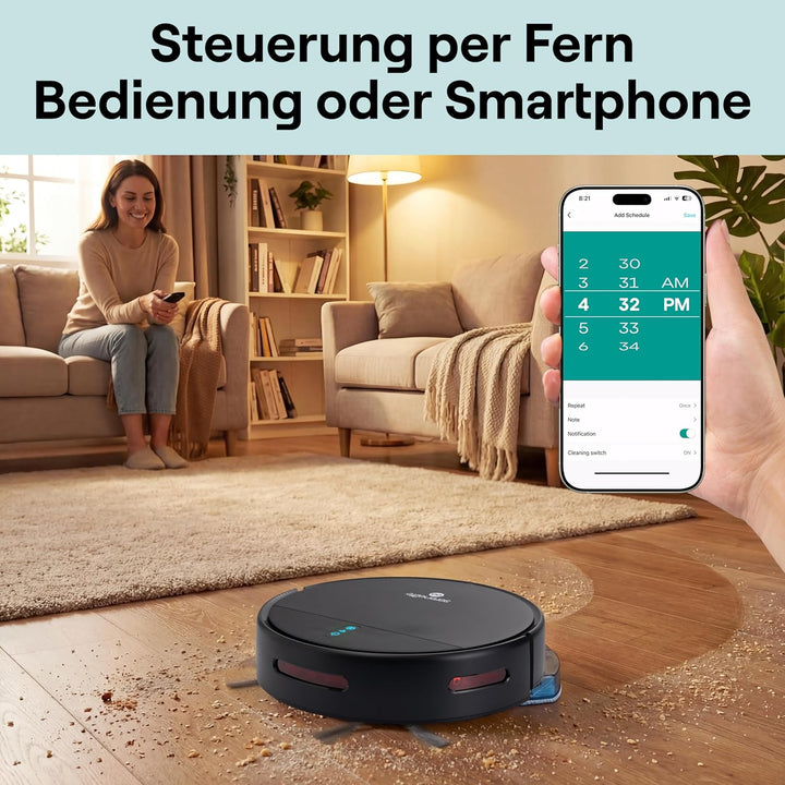 SereneLife Saugroboter mit Wischfunktion, 700Pa Saugroboter, 3-in1- Saug und Wischroboter, Staubsaug