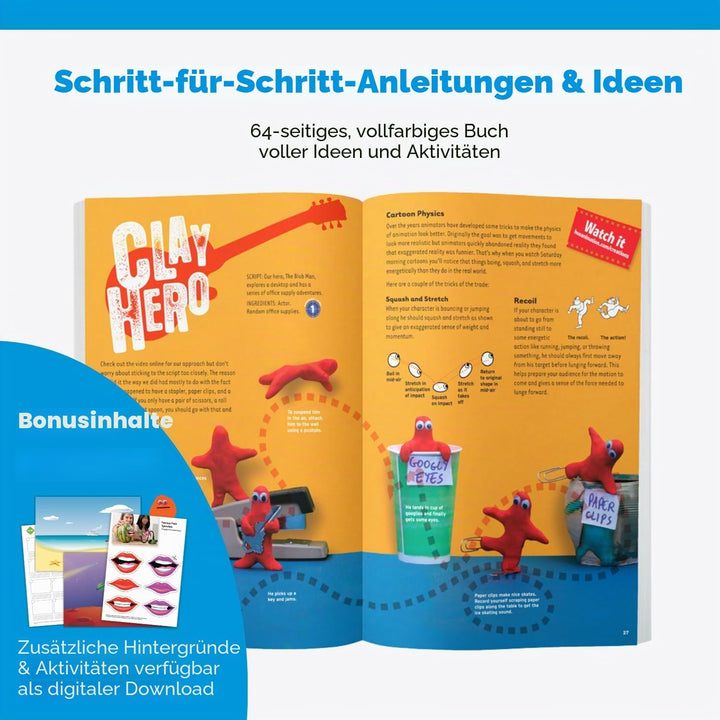 HUE Animation Studio Pro Stop-Motion Komplett-Set (Full HD 1080p Flex-Hals Kamera, Software, Buch) f