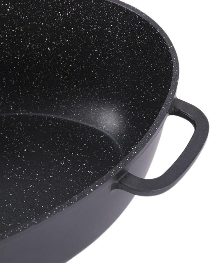 Alu Guss Oval Bräter ø38cm Induktion Topf Schmortopf Marmorbeschichtung