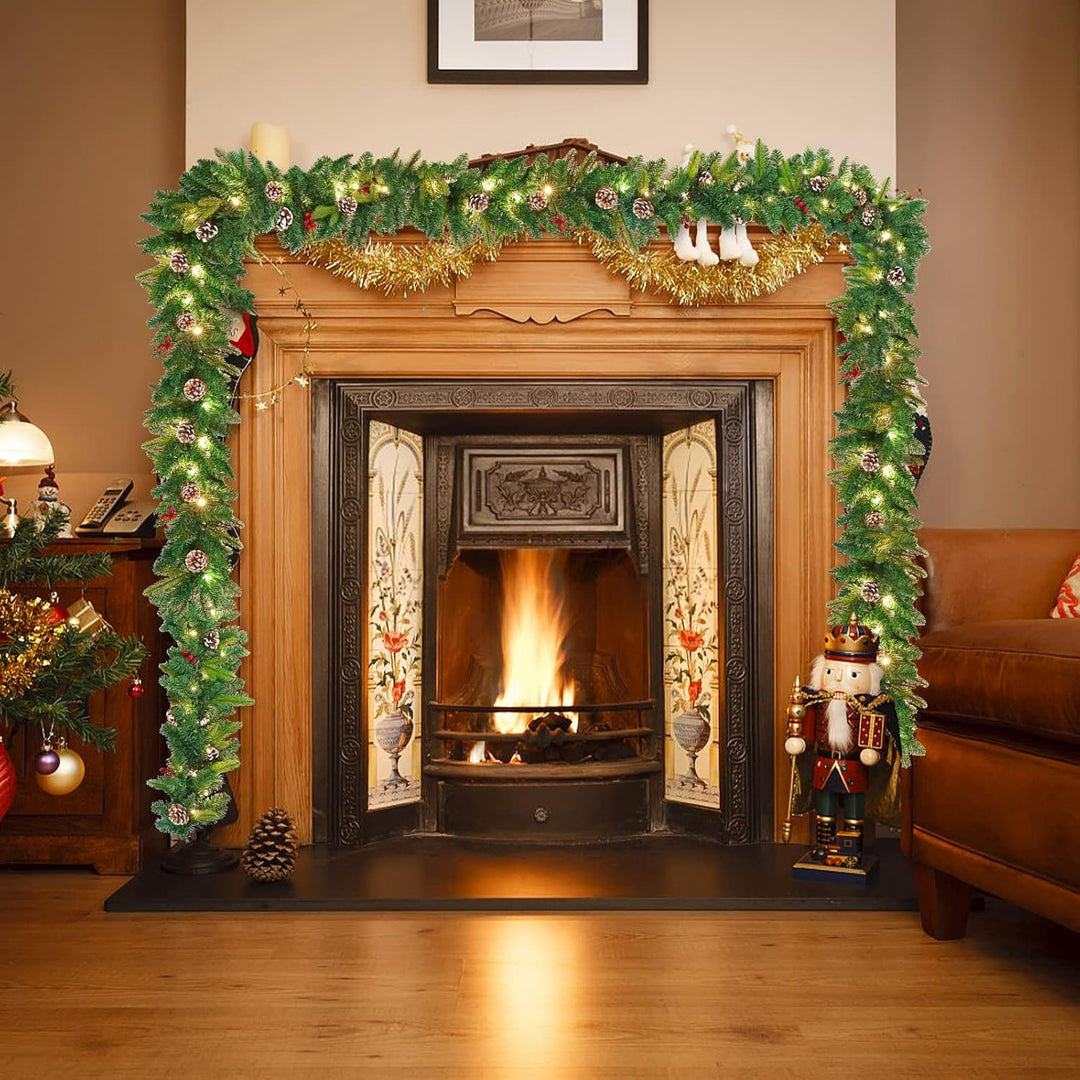 ACXIN Weihnachtsstock, Weihnachtsgirlande Rebe, Mit LED Leicht, Roten Beeren und Tannenzapfen Rebe,