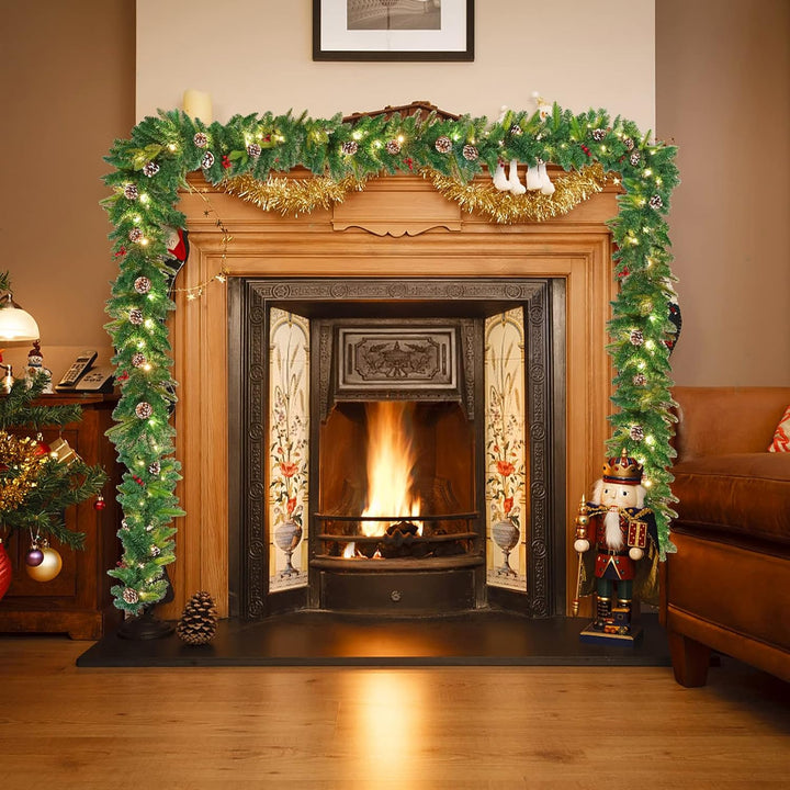 ACXIN Weihnachtsstock, Weihnachtsgirlande Rebe, Mit LED Leicht, Roten Beeren und Tannenzapfen Rebe,