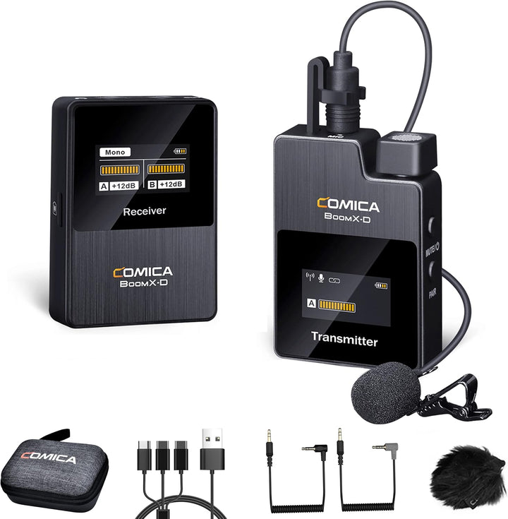 COMICA BoomX-D1 kabelloses Lavalier-Mikrofon, 2,4 GHz, kabelloses Krawattenmikrofon-System mit 1 Sen