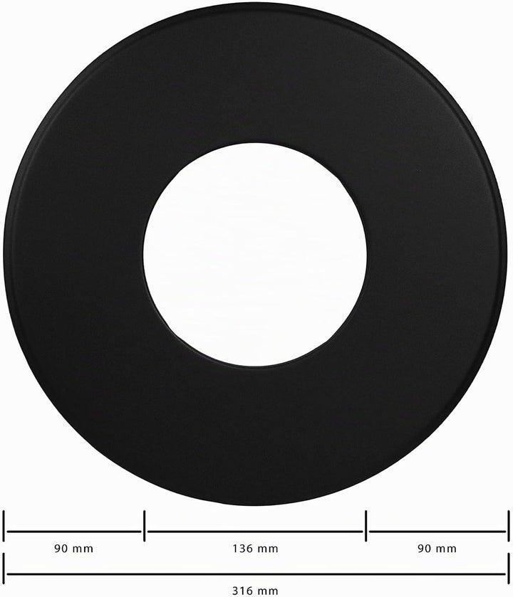 LANZZAS Rauchrohr Wand-Rosette mit 90 mm Rand - für den Durchmesser Ø 130 mm - Farbe: schwarz - Wand