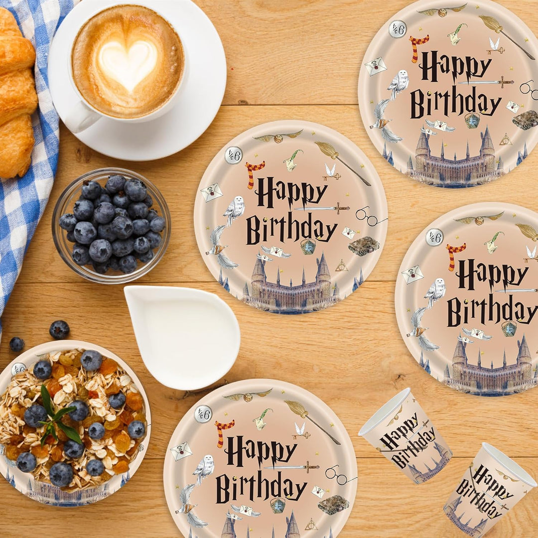 Eviznbou Wizard Geburtstag Deko, Magischer Wizard Partygeschirr Set, Wizard Geburtstag Party Geschir