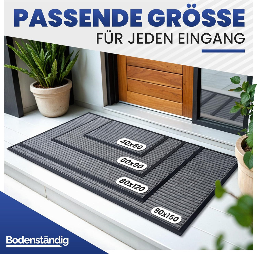 Fussmatte aussen - extrem rutschfest & langlebig - Fussabtreter aussenbereich grau 40x60cm - Türmatt