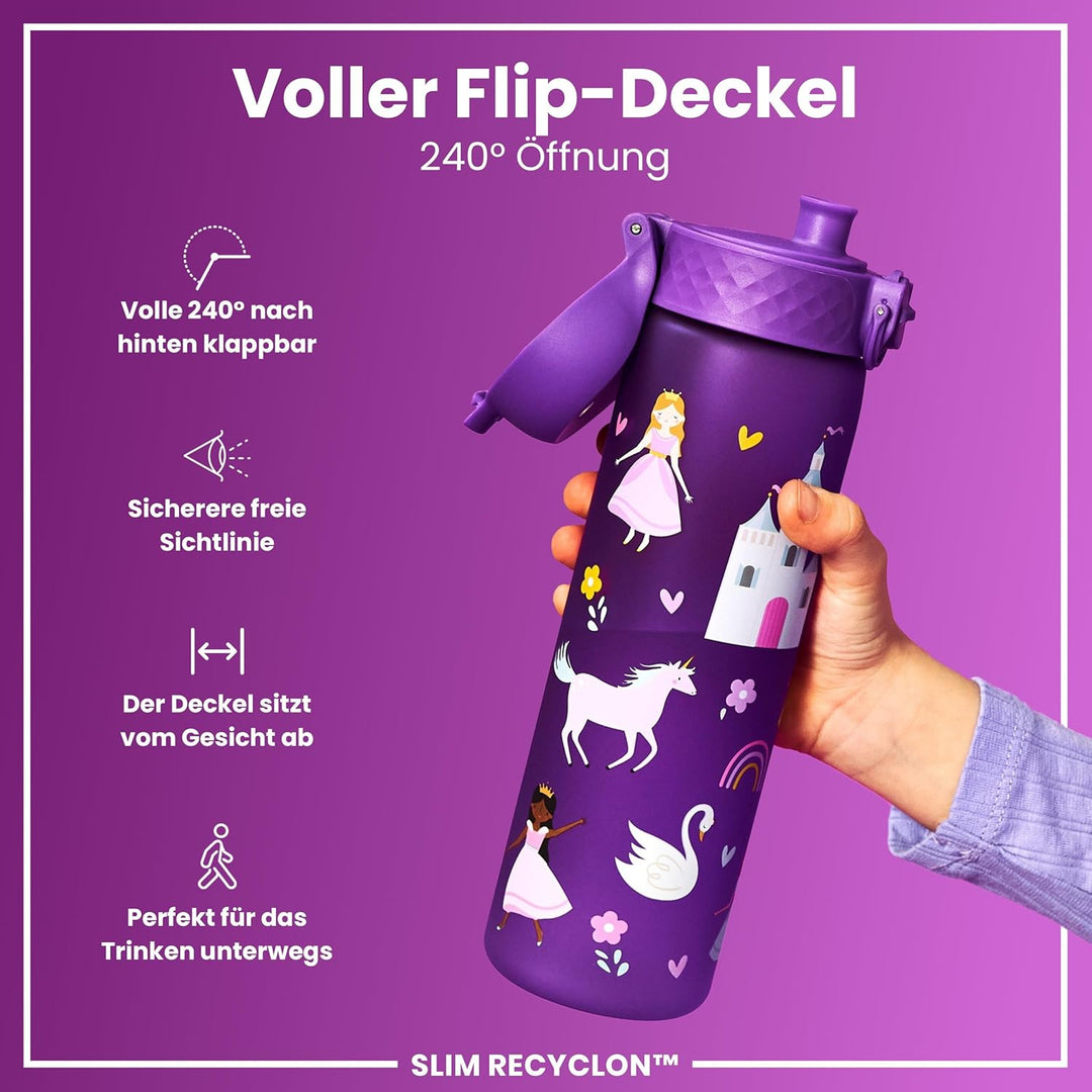 ion8 Trinkflasche, 500 ml, Auslaufsicher, Einhandöffnung, Sichere Verriegelung, Spülmaschinenfest, B