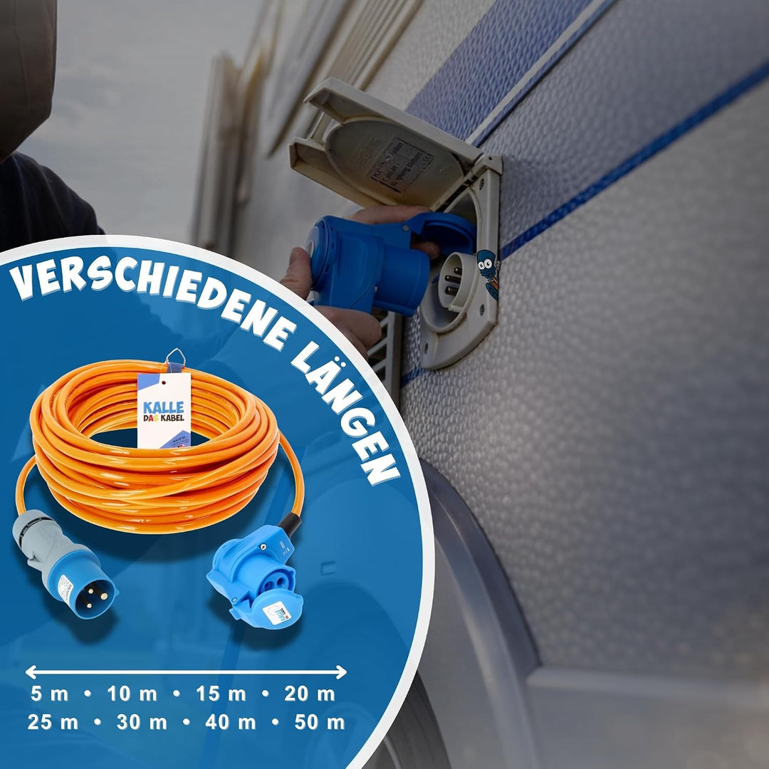 KALLE DAS KABEL CEE Verlängerung Kalle Blue Signal 2,5mm² Winkel Industrie BAU Boot Womo Camping Vol