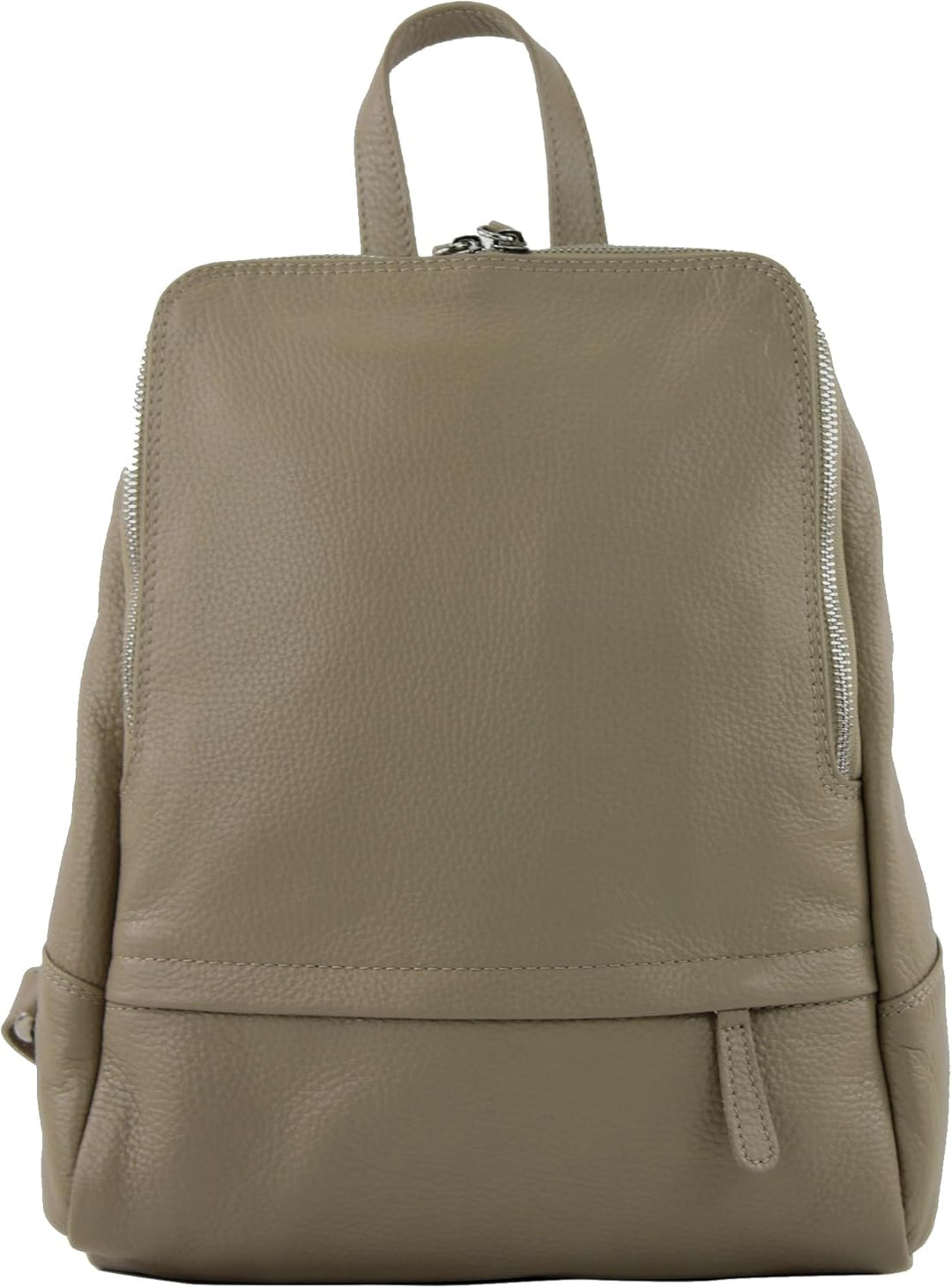 modamoda de - T138 - ital Damen Rucksacktasche aus Leder Taupe, Taupe