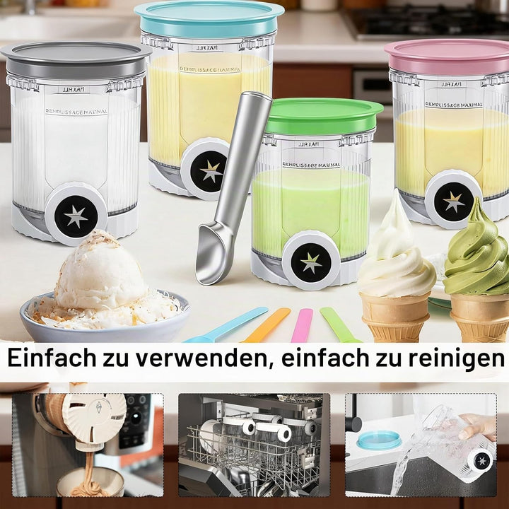 Creami Behälter für Ninja Swirl Creami NC700 NC701EU Serie, 4 Stück Eiscreme Behälte 480ML BPA-Frei