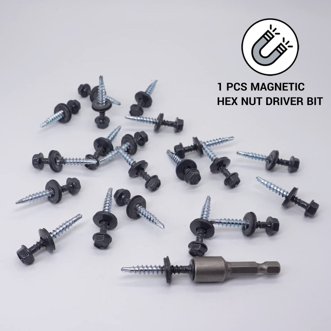 (250 Stück) Metall Dachschrauben 4,8 x 35 mm lackierte selbstbohrende Schrauben mit EPDM Unterlegsch
