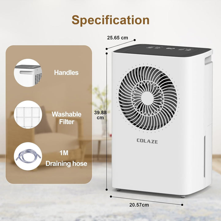 COLAZE Luftentfeuchter 12L/24h Luftentfeuchter Elektrisch Geeignet für Raumgrössen 120m³(30m²) Entfe
