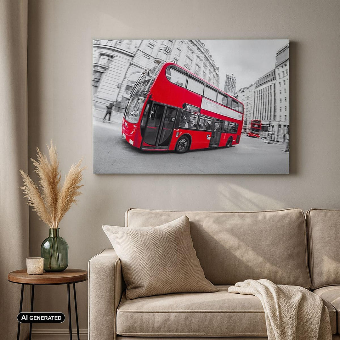 Bilder auf Leinwand 100x70cm Leinwandbild Bus London Reise Tourismus Gross Wanddeko Bild Schlafzimme