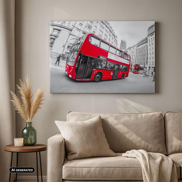 Bilder auf Leinwand Bus London Reise Tourismus Leinwandbild 70x50cm Wandbilder Dekoration Wohnzimmer