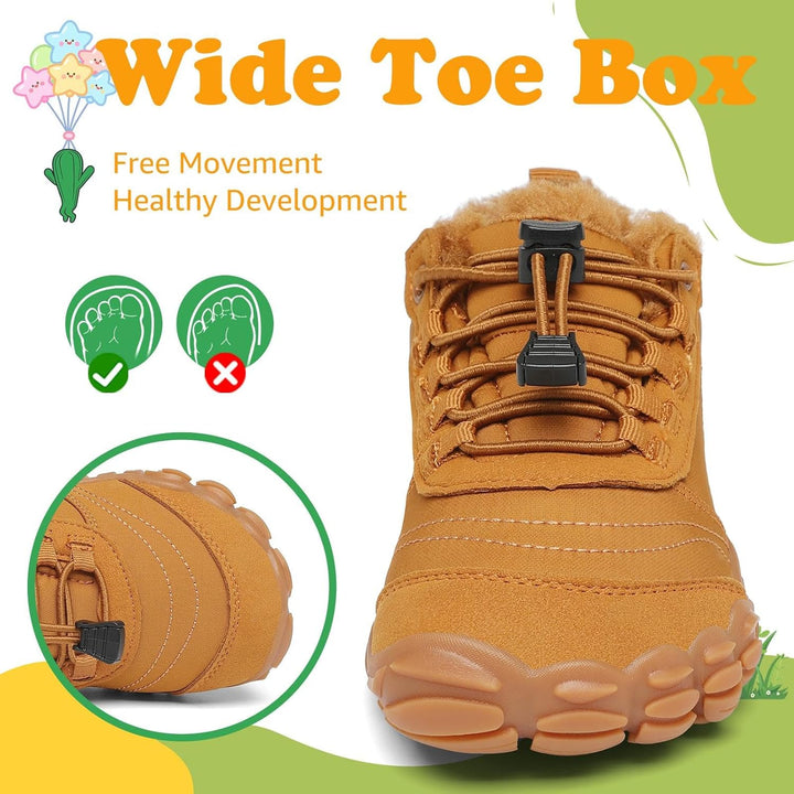 SAGUARO Kinder Winter Barfussschuhe Winterschuhe Warme Gefüttert Wanderschuhe Leicht rutschfest Wint