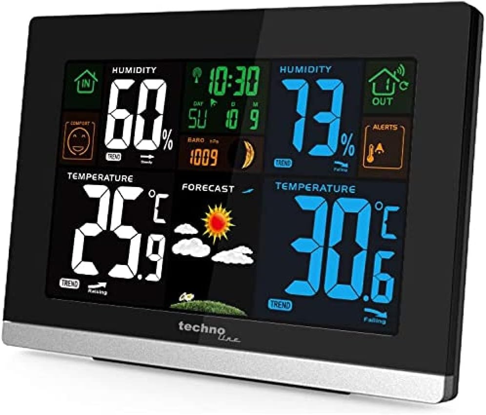 Technoline WS 6462 Funkwetterstation, Innentemperatur, Aussentemperatur, Mondphasen hochglanz-schwar
