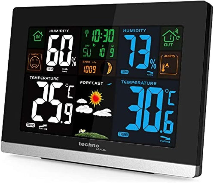Technoline WS 6462 Funkwetterstation, Innentemperatur, Aussentemperatur, Mondphasen hochglanz-schwar