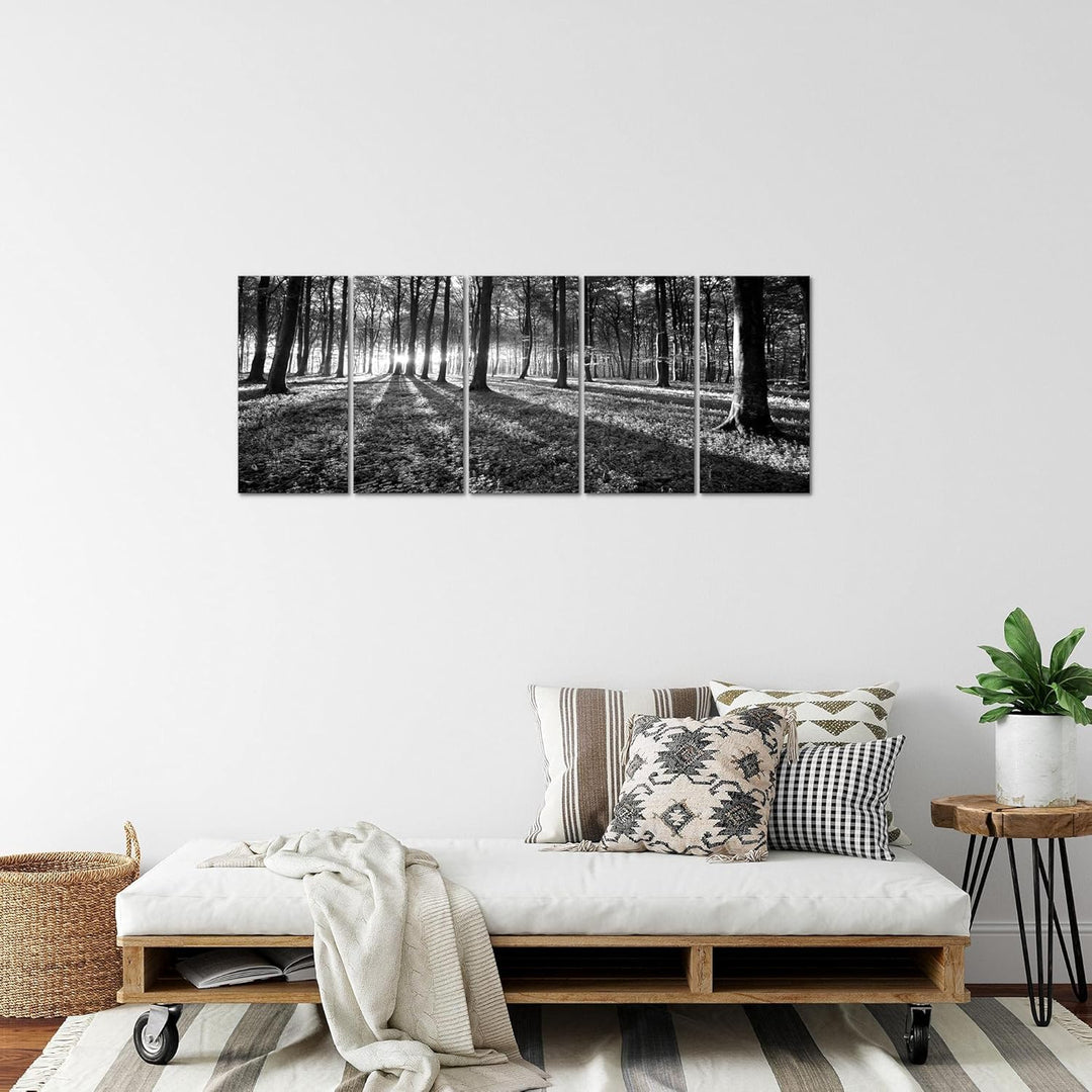 Runa Art Bild Wald Landschaft Wandbilder auf Vlies Leinwand 5 Teilig Wanddekoration Schlafzimmer Woh