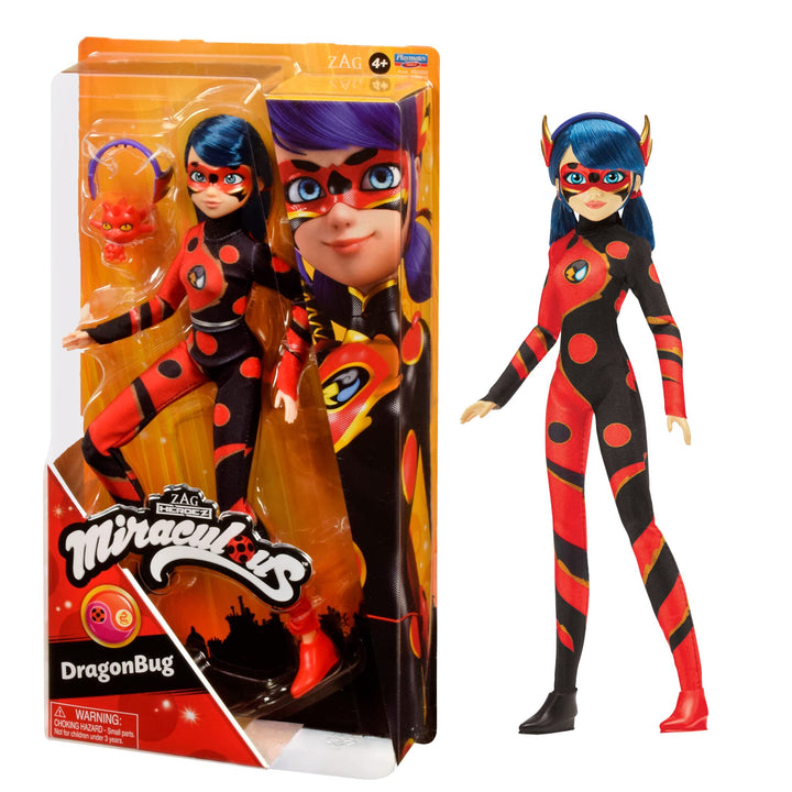 BANDAI - Miraculous Ladybug - Puppe - Dragon Bug - Ankleidepuppe mit Gelenken 26 cm - Superhelden-Pu