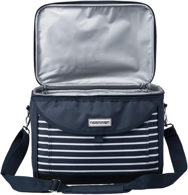 anndora Kühltasche 22 L Picknick Kühlbox 35 x 24 x 27 cm - Farbauswahl navy blau weiss, navy blau we