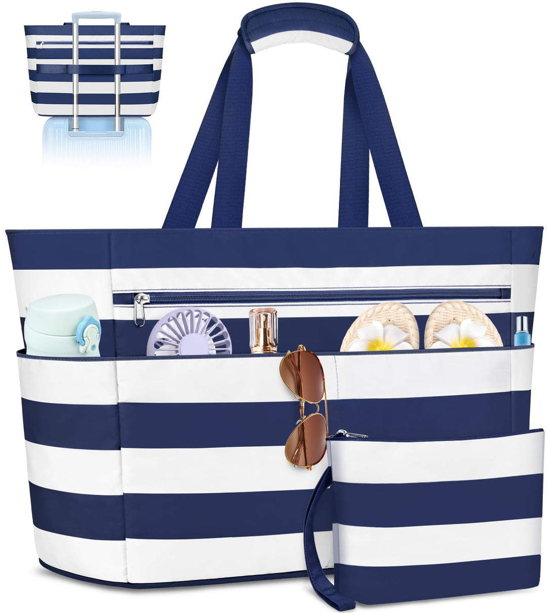 Grosse Strandtasche mit Reissverschluss XXL Familie Strandtasche Damen Gross Shopper Tasche Beach To