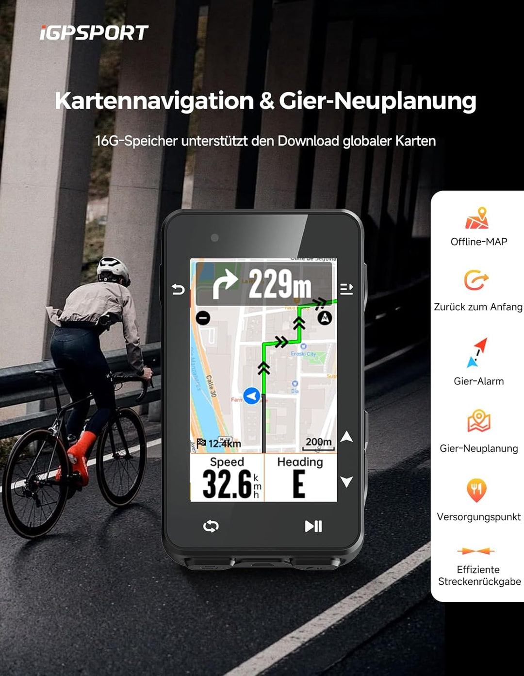 iGPSPORT iGS630S Fahrradcomputer GPS, 2.8'' Bildschirm mit Map Navigation Segment Climb Funktion Wir