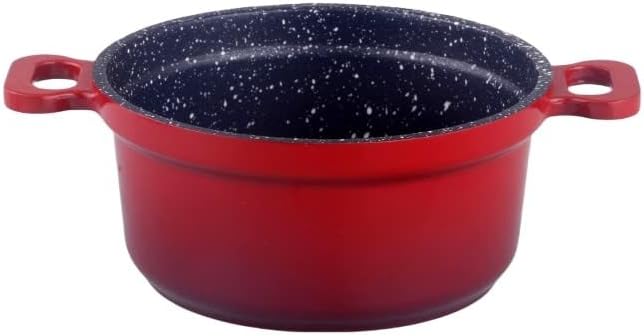 Kamberg – 0008192 – Set aus 4 Minischmortöpfen mit 12 cm Durchmesser, rund, rot geflammt – Aluminium