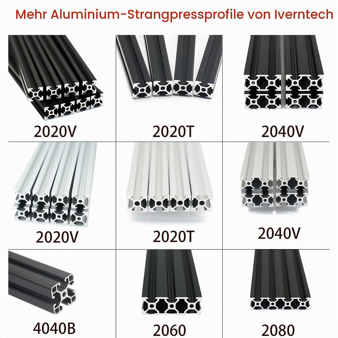 Iverntech 4pcs 300mm 2020V Type Black European Standard Anodised Linear Rail Aluminium Profile Extru