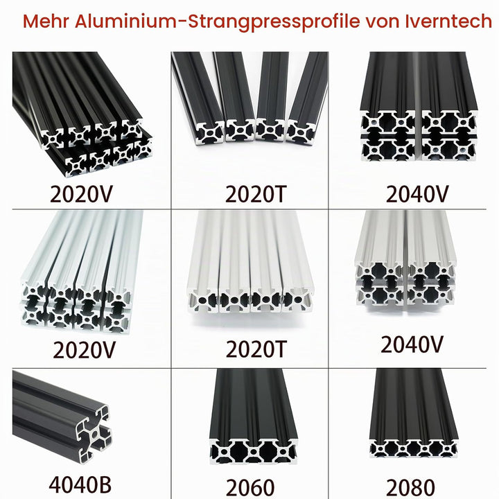 Iverntech 4pcs 300mm 2020V Type Black European Standard Anodised Linear Rail Aluminium Profile Extru