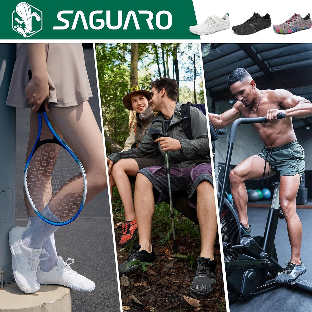SAGUARO Unisex Barfussschuhe Outdoor Zehenschuhe Traillaufschuhe 46 EU Karminrot, 46 EU Karminrot