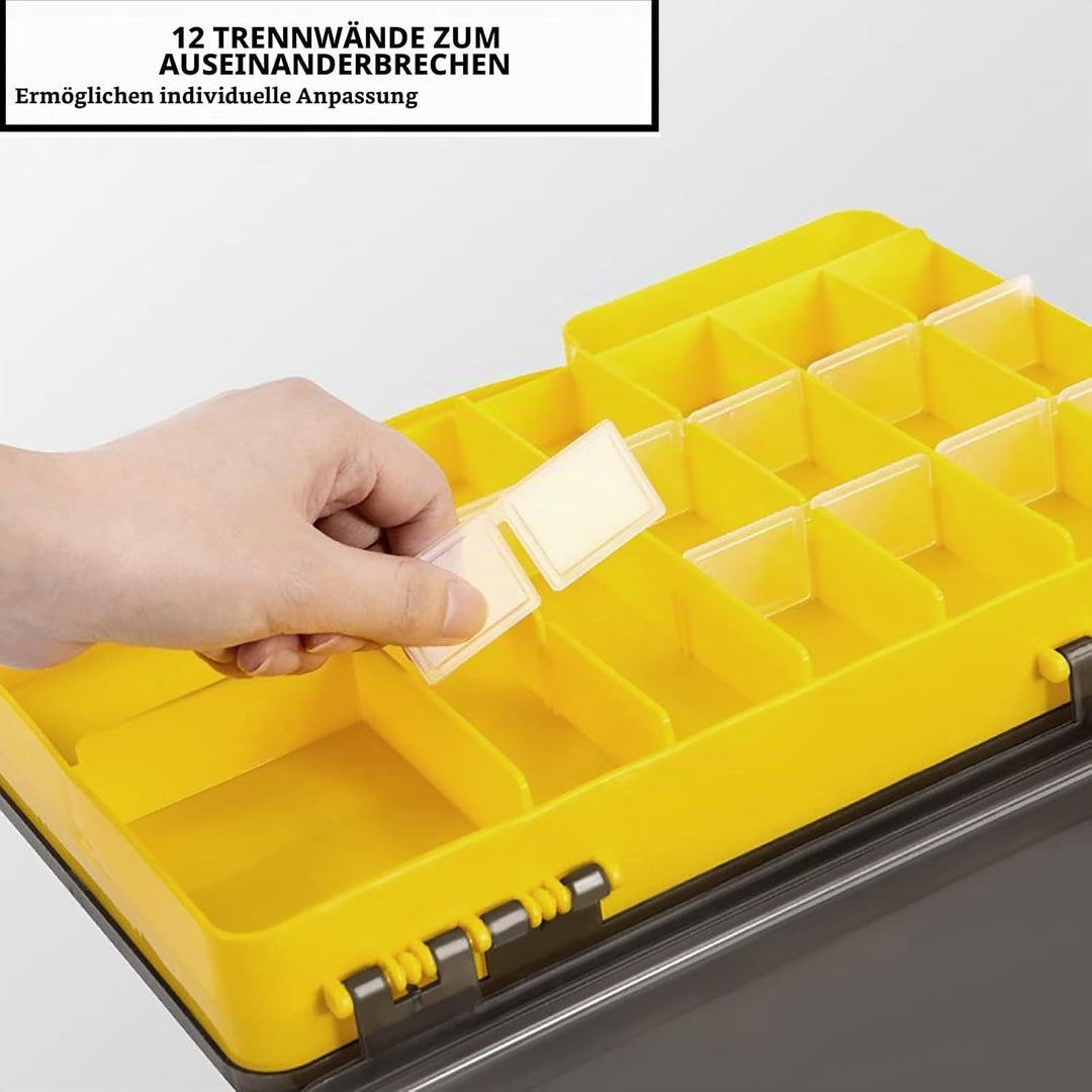 Doppelseitige Angelbox, Kunststoff Angelzubehör Köderbox, Aufbewahrungsbox für Angelzubehör mit Fäch