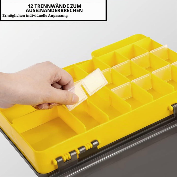 Doppelseitige Angelbox, Kunststoff Angelzubehör Köderbox, Aufbewahrungsbox für Angelzubehör mit Fäch