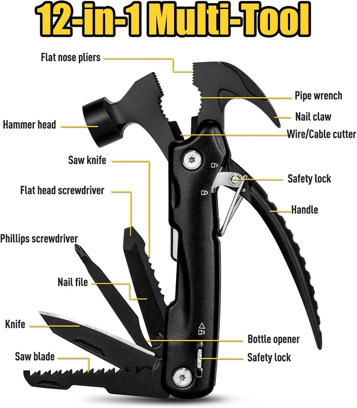 ZOOI Geschenke für Männer 12 in 1 Multitool Camping Zubehör, Gadgets für Männer Geschenke für Papa,