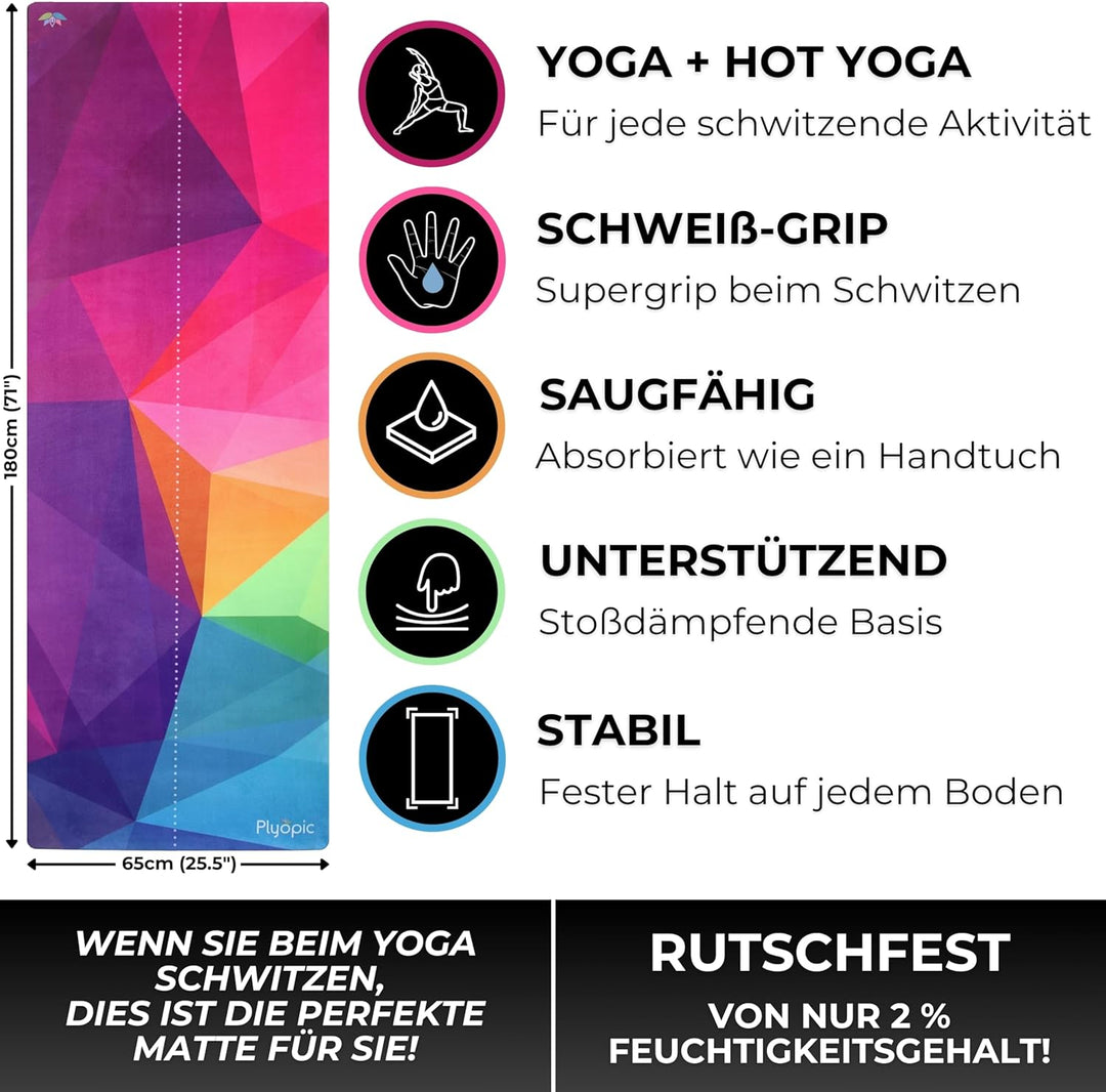 Plyopic All-In-One Yoga-Matte – Rutschfest auch bei Schweiss | Premium Matte mit Sweat-Grip Oberfläc