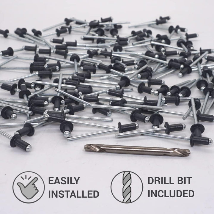 SKIR'CO (400 Stück) Blindnieten lackiert 4,0 x 8 mm, Aluminium Popnieten, Bohrer enthalten (Anthrazi