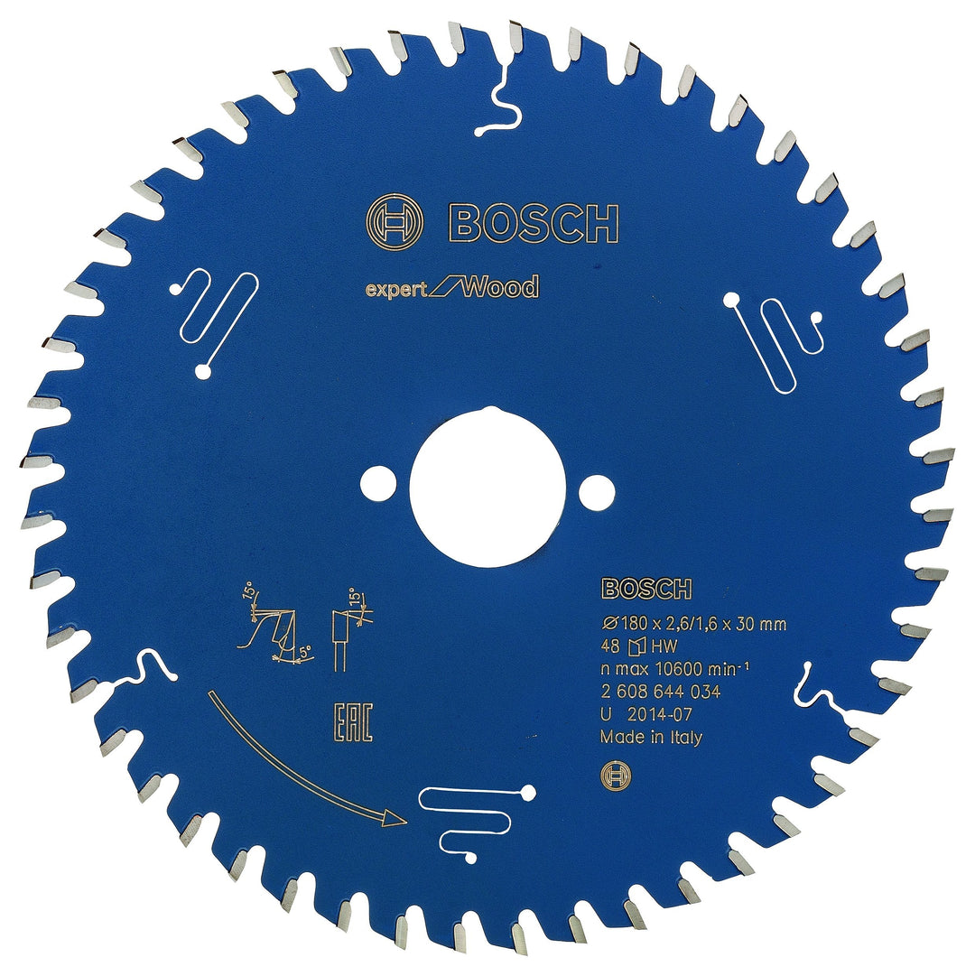 Bosch Professional 1x Kreissägeblatt Expert for Wood (Holz, Sägeblatt Ø 180 x 30 x 2,6 mm, 48 Zähne,