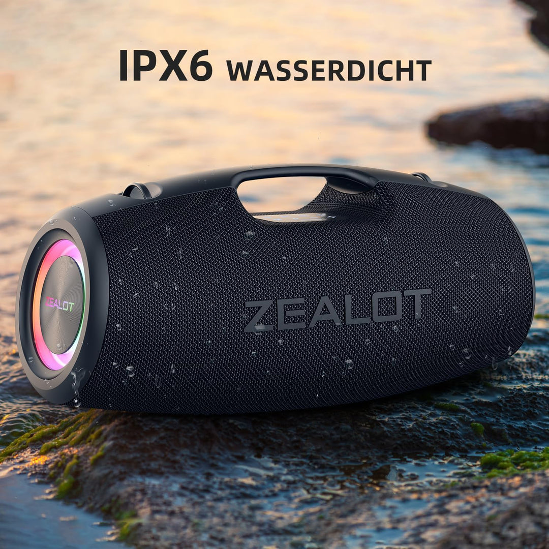 ZEALOT Bluetooth Lautsprecher,120W Boxen Bluetooth Gross mit Booming Bass,IPX6 Wasserdicht,Musikbox